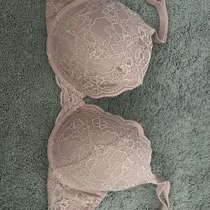 Pink Lace Underwire Bra with Sheer Panels